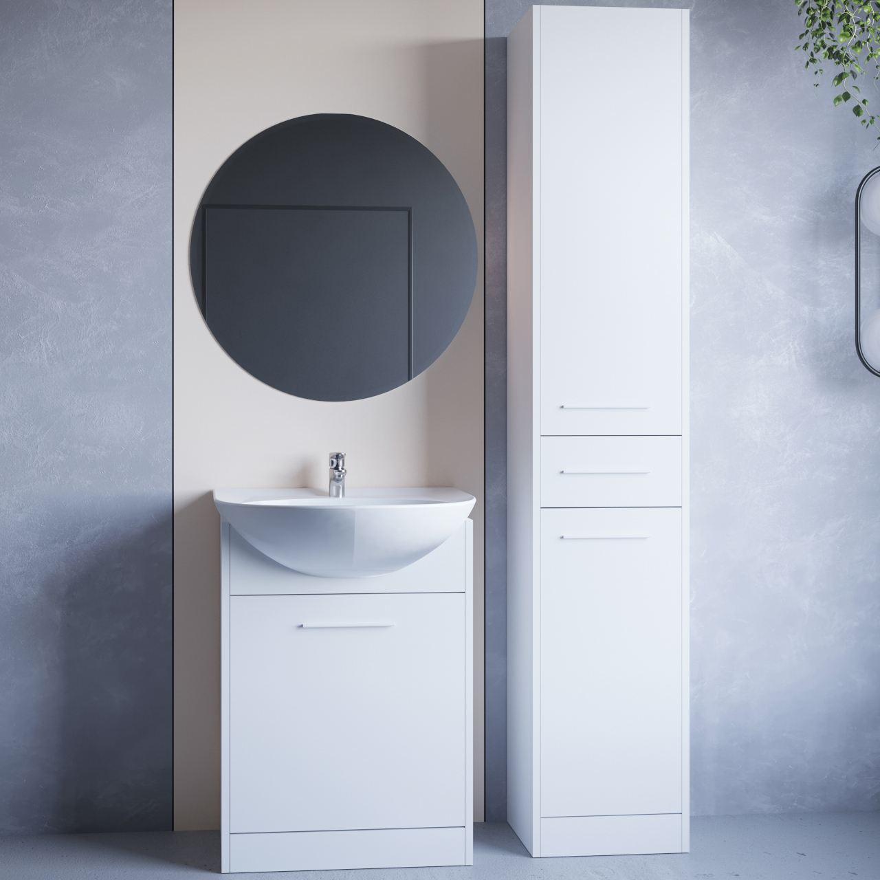 Fürdőszoba bútor tükörrel NEPPA LONG fehér laminált